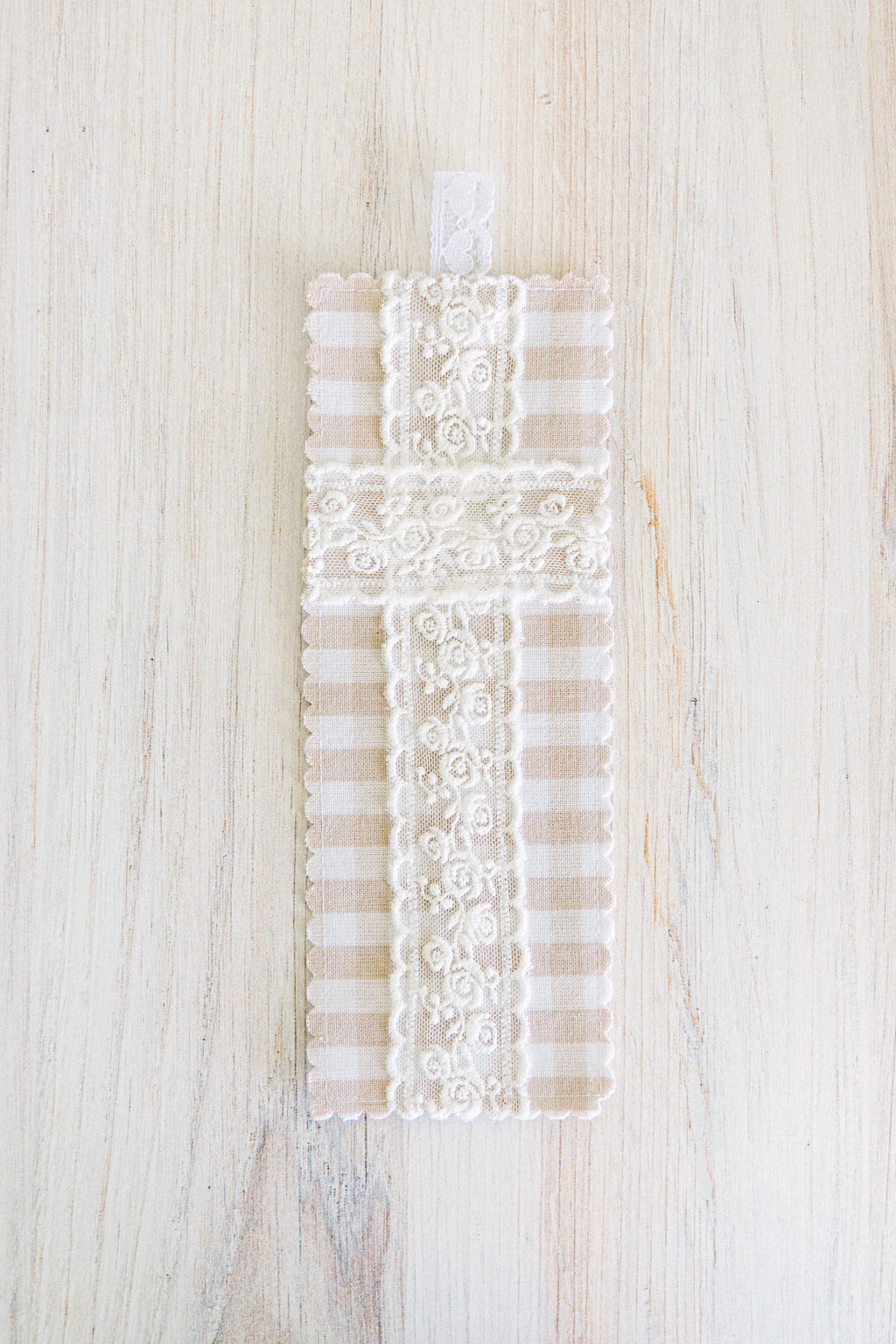 Beige Gingham Bookmark