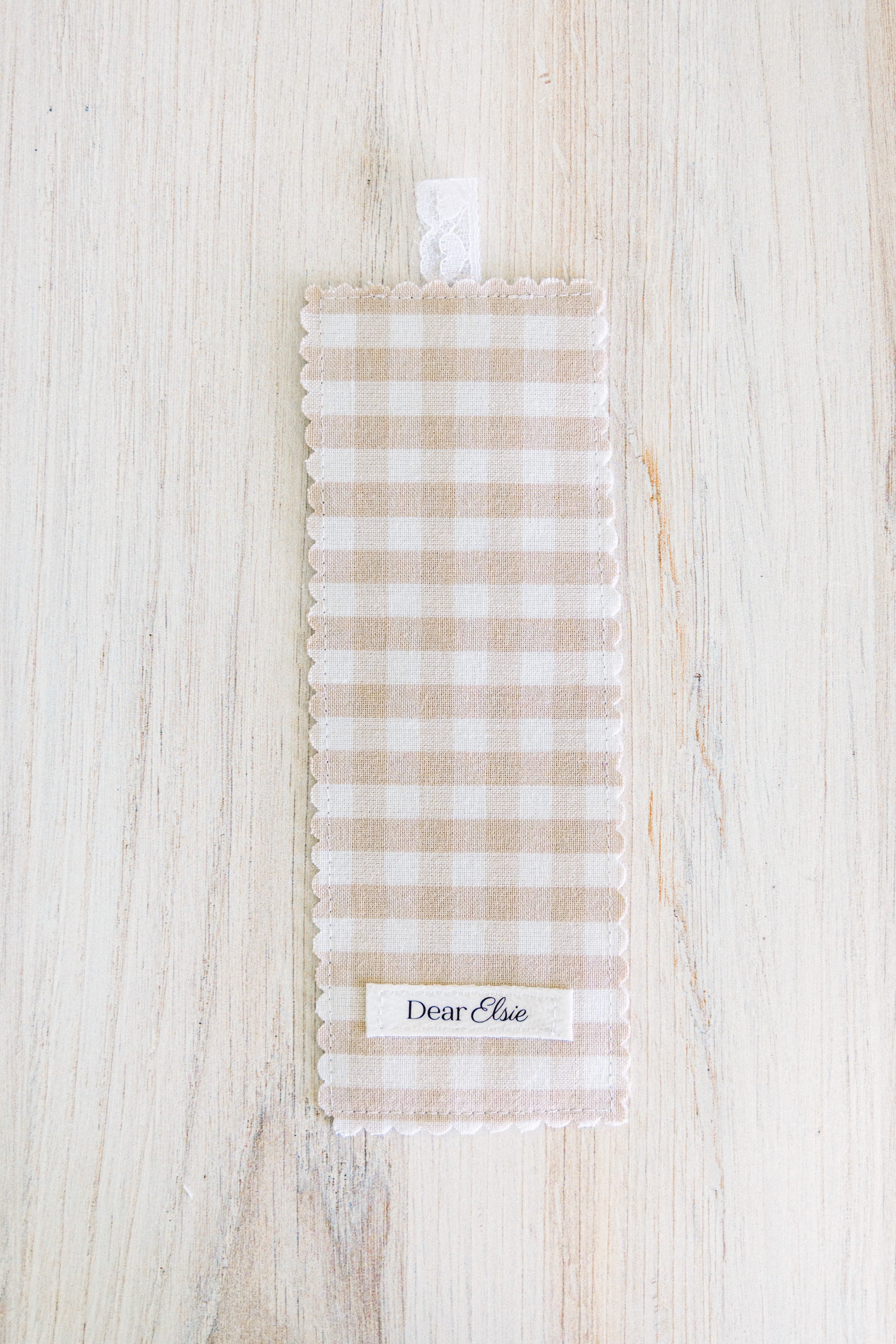 Beige Gingham Bookmark