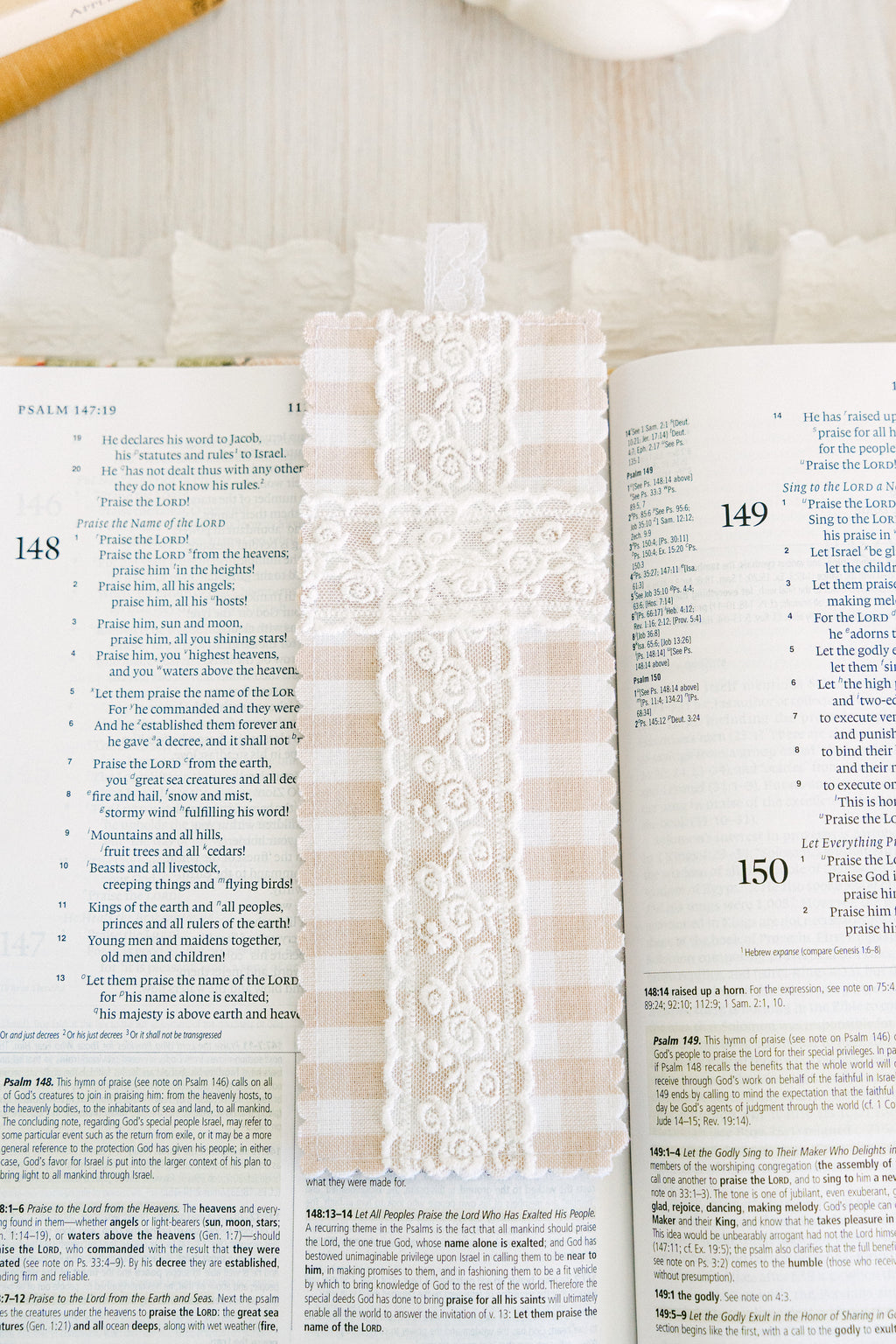 Beige Gingham Bookmark