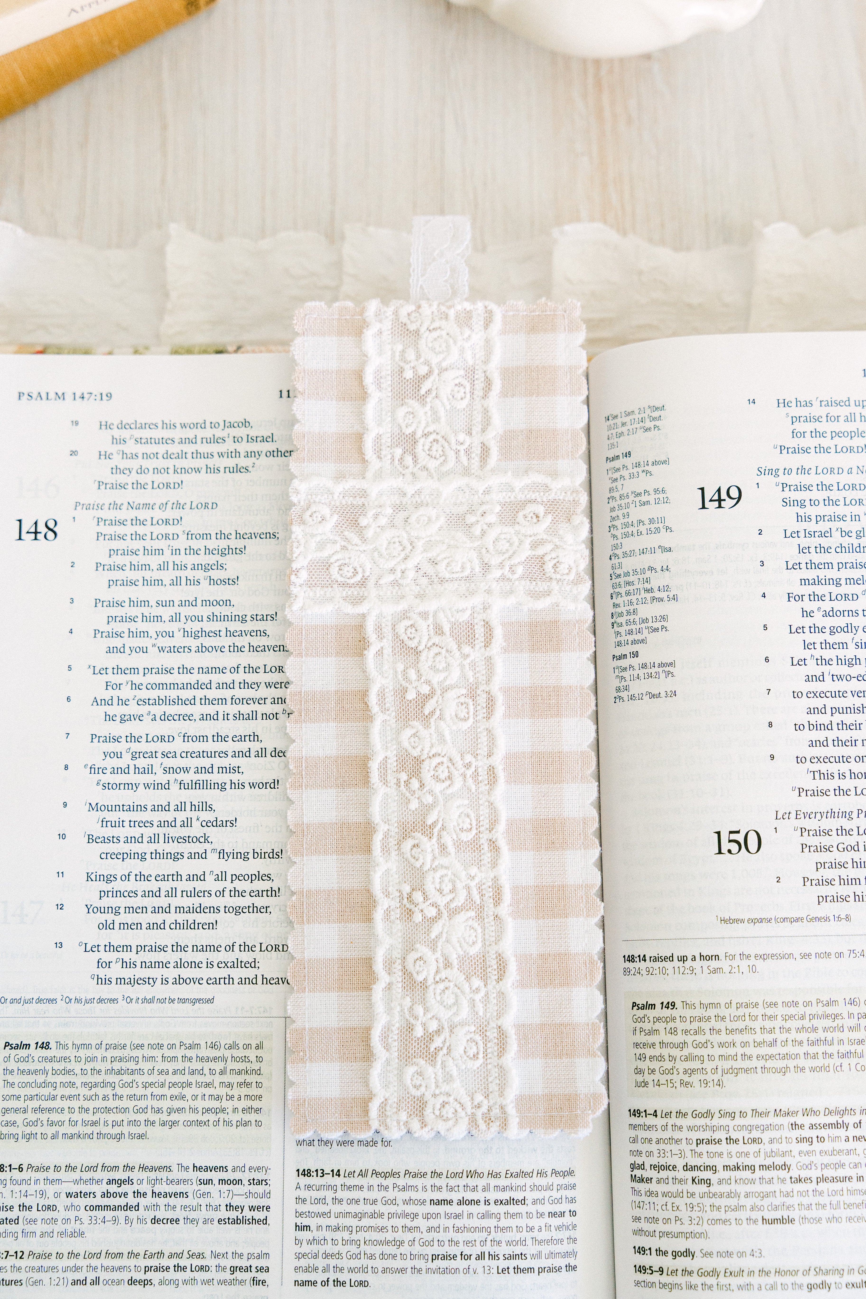 Beige Gingham Bookmark