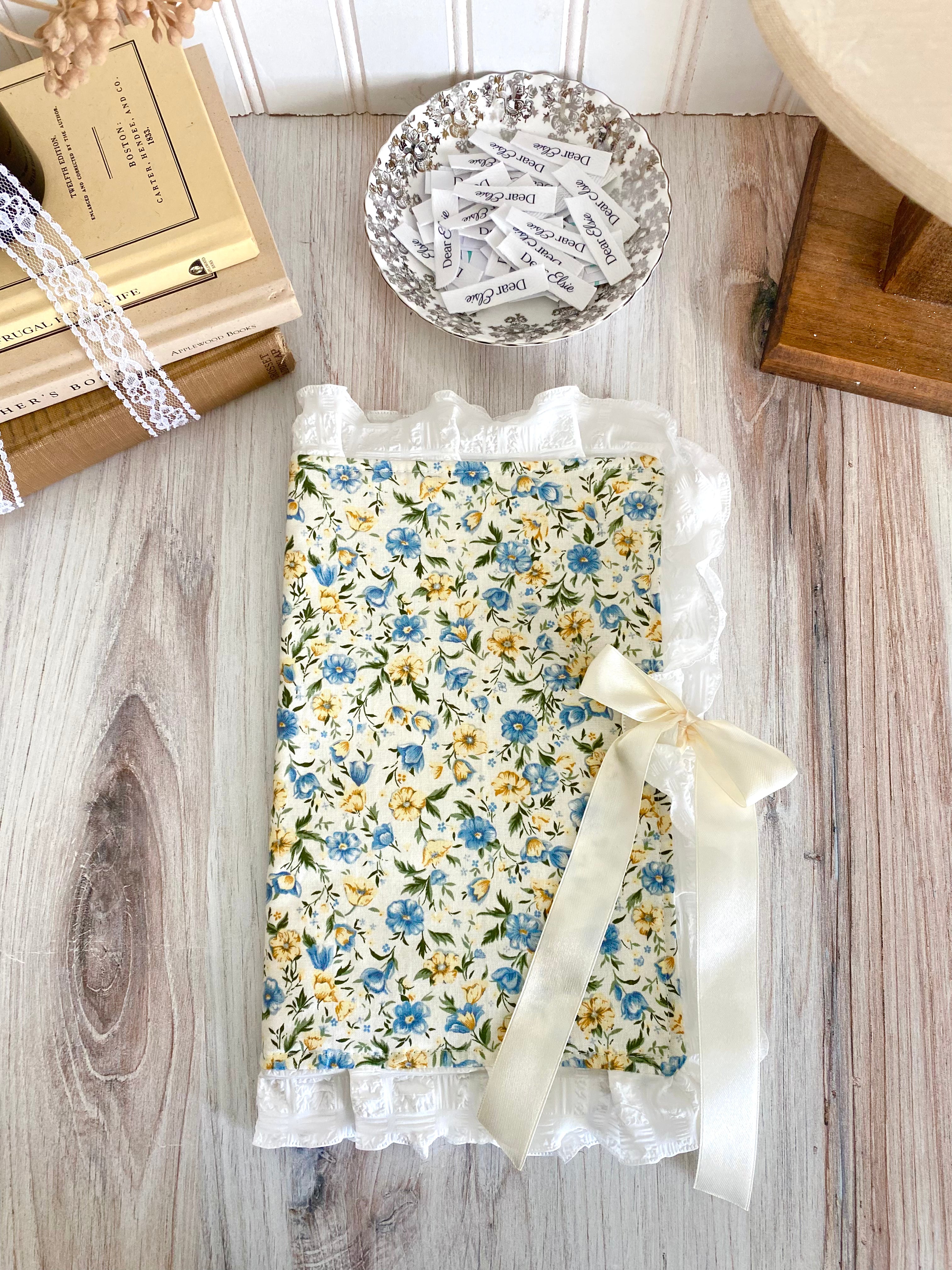Blue & Yellow Floral + Ruffled Crepe Lace Bible Cover