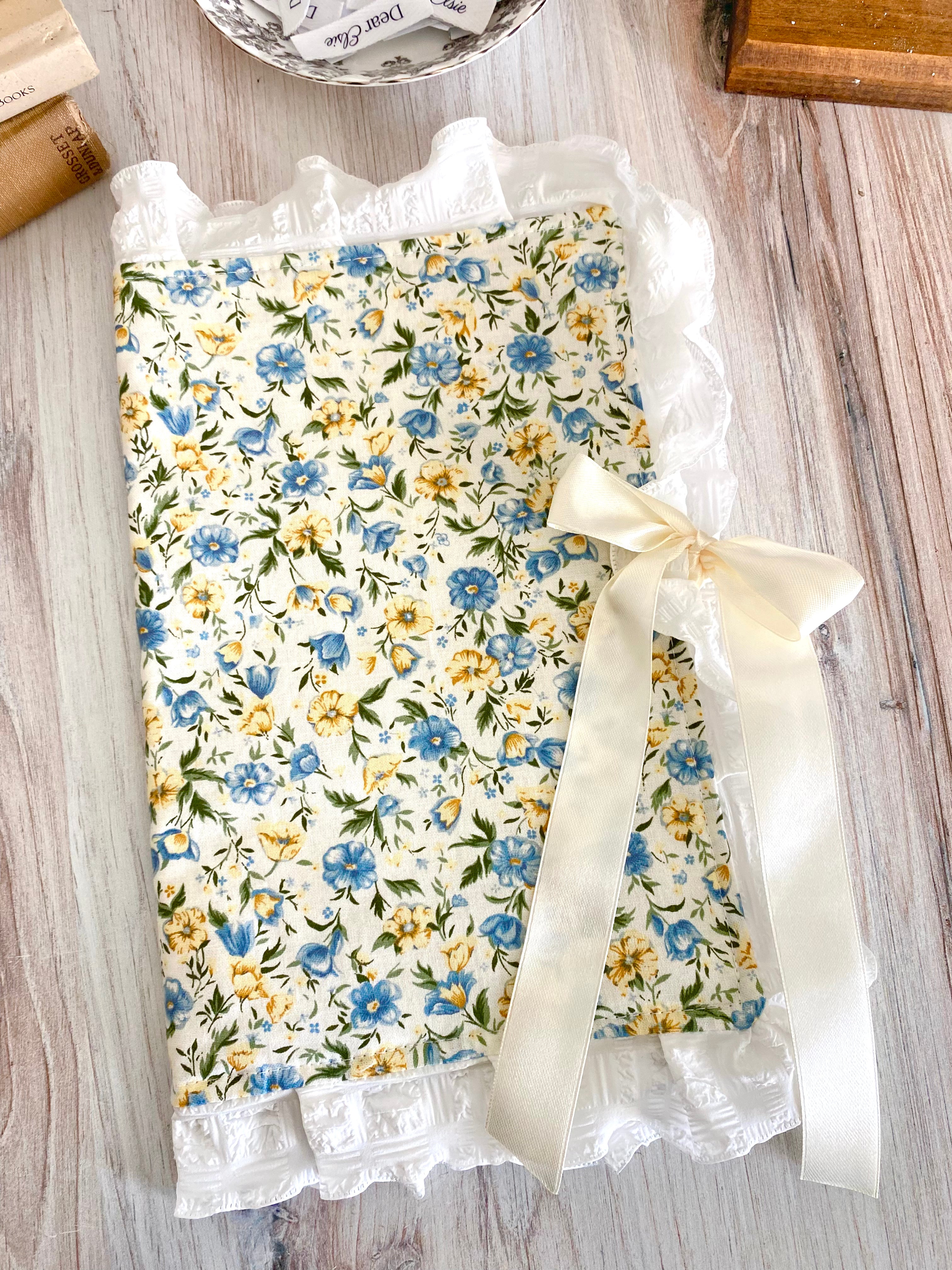 Blue & Yellow Floral + Ruffled Crepe Lace Bible Cover