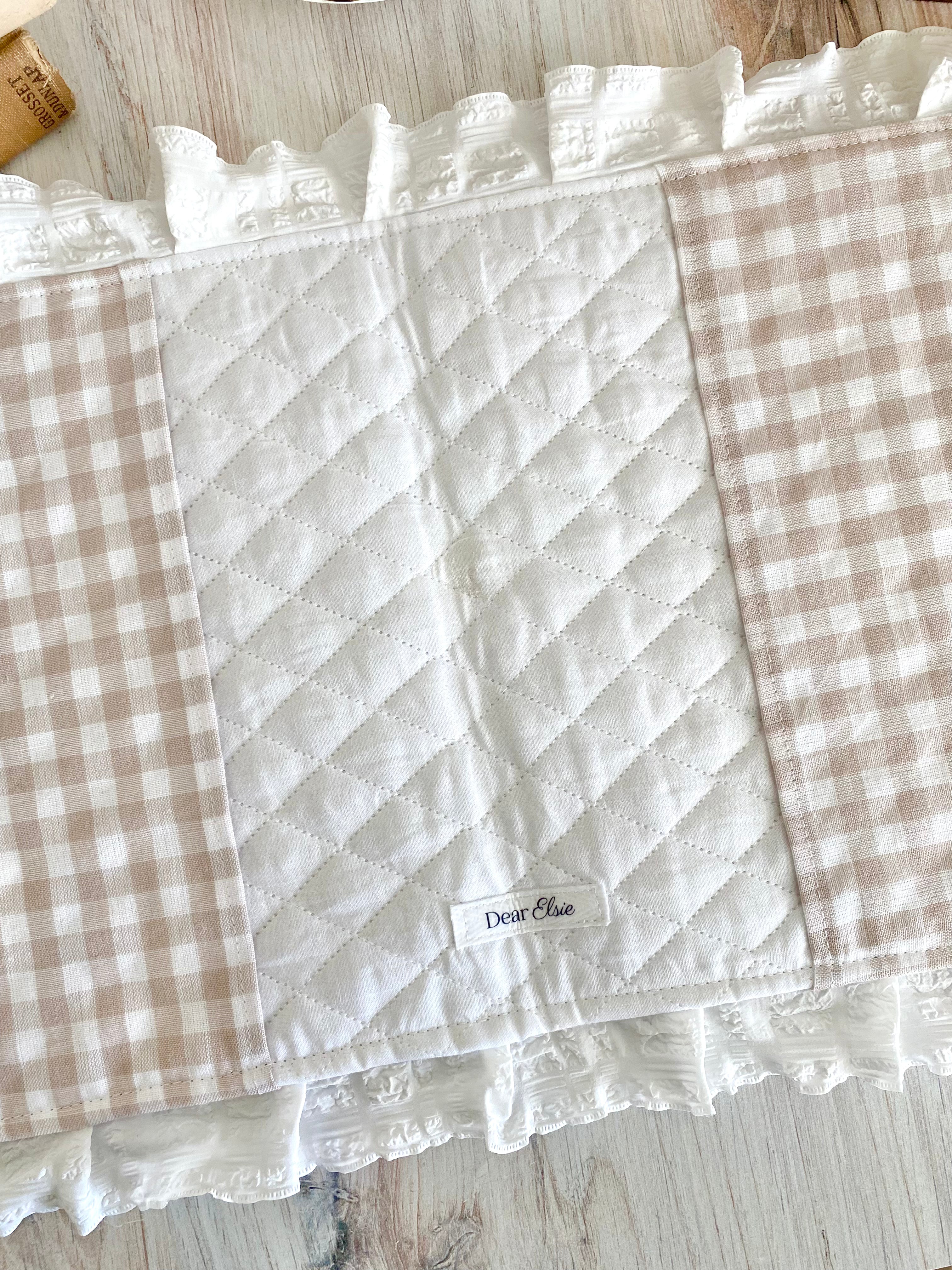 Beige Gingham + Ruffled Crepe Lace Bible Cover