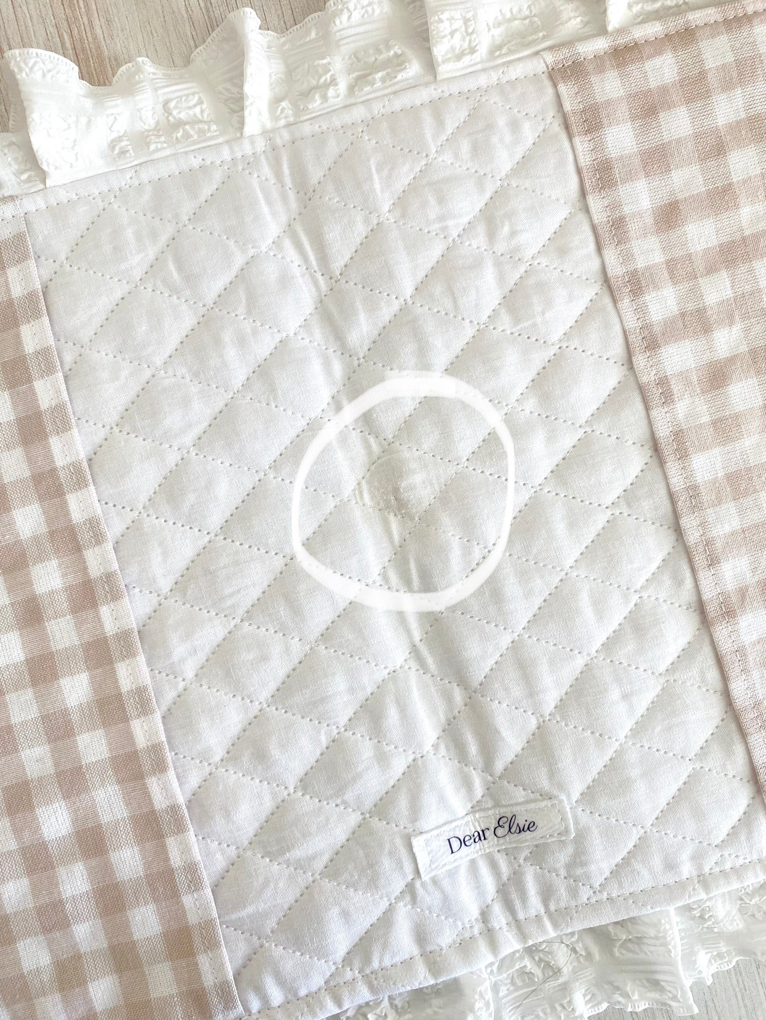 Beige Gingham + Ruffled Crepe Lace Bible Cover