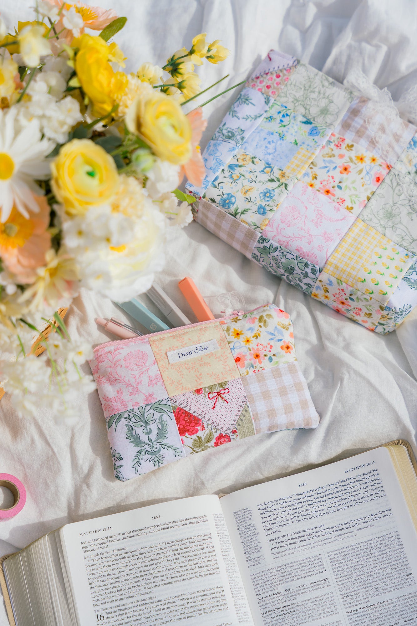 Quilted Patchwork Pencil Pouch - Style 2