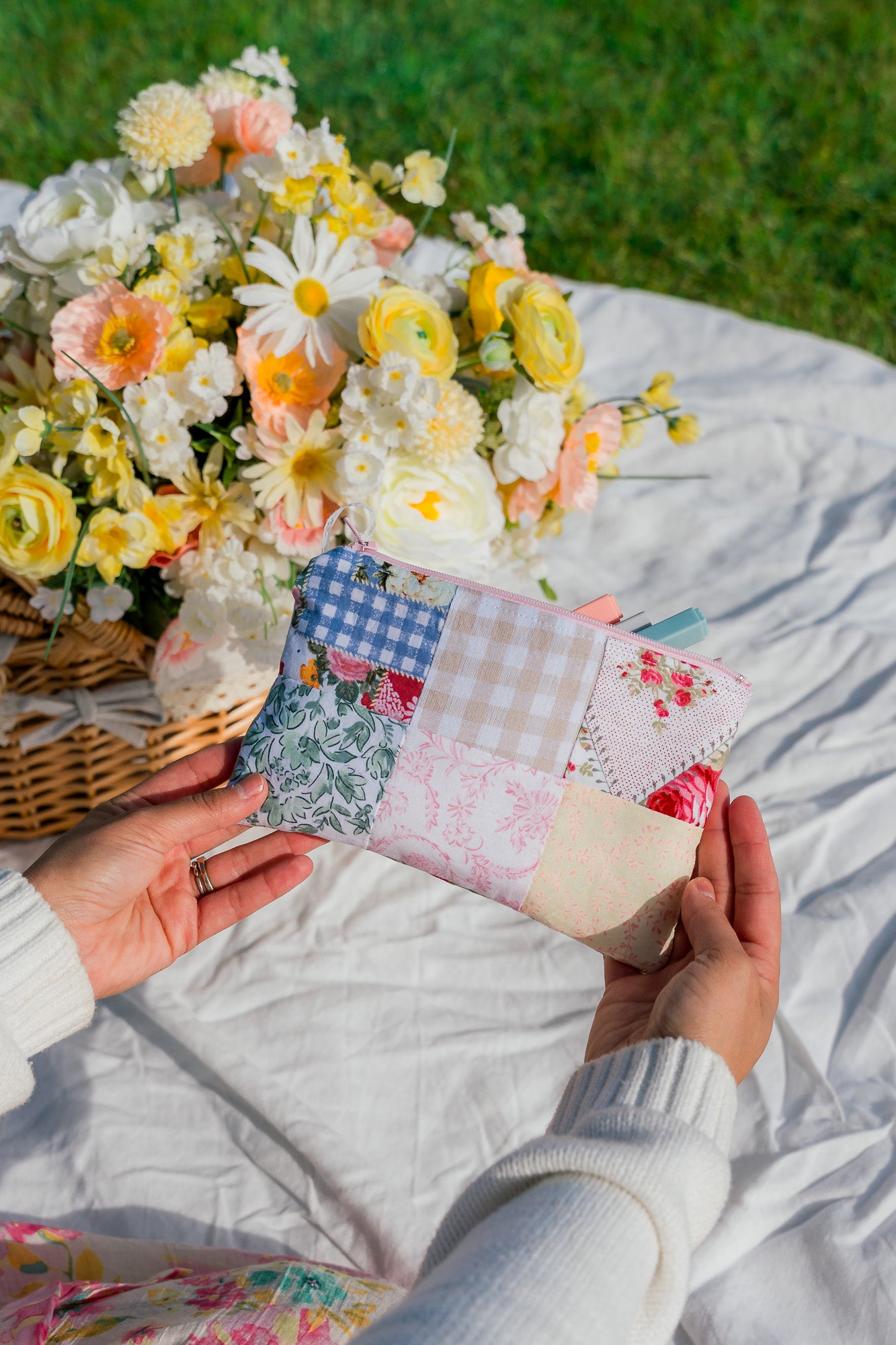 Quilted Patchwork Pencil Pouch - Style 2