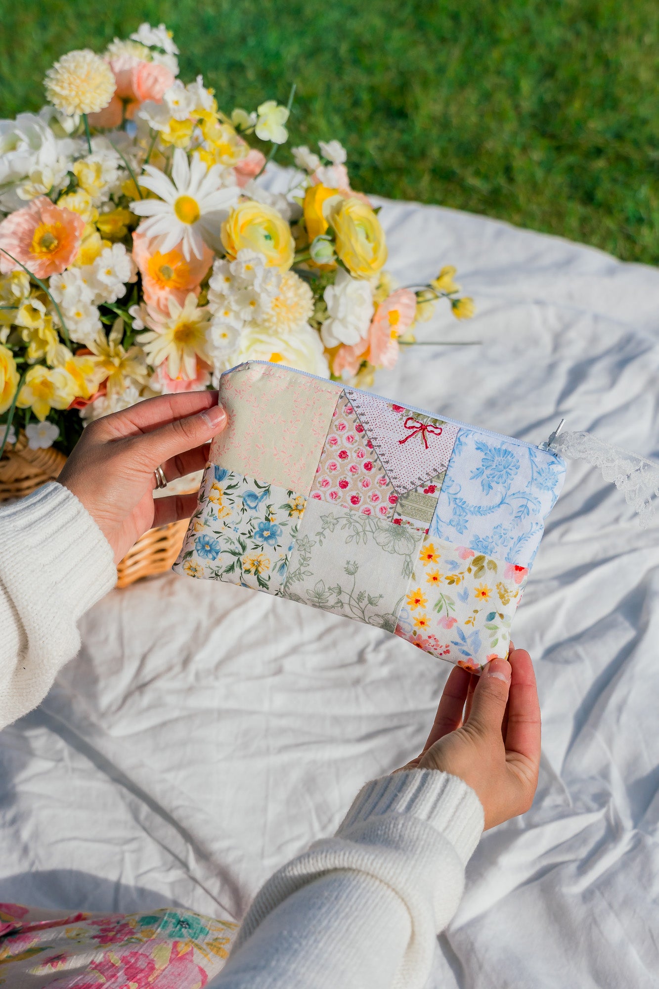 Quilted Patchwork Pencil Pouch - Style 3