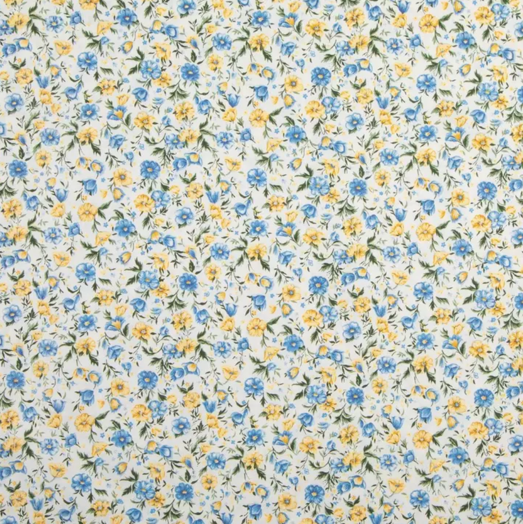 Blue & Yellow Floral Keychain Wristlet