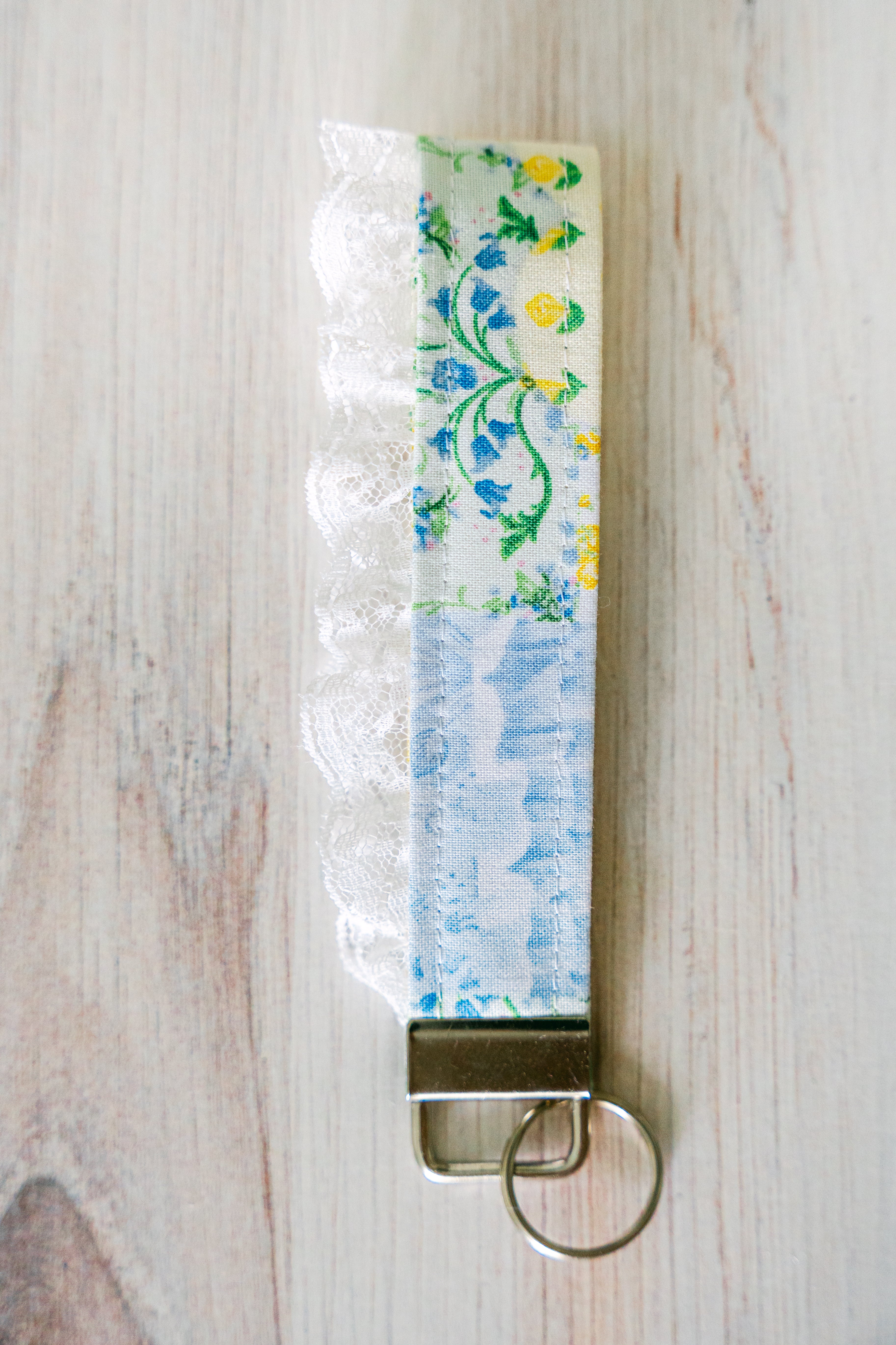 Blue & Yellow Patchwork Keychain Wristlet